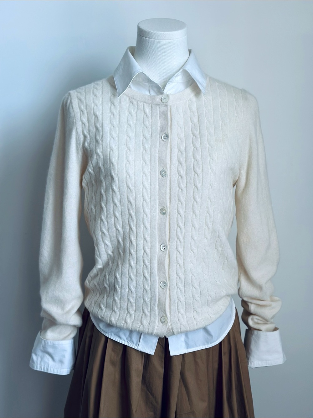 J.Crew Excellent Wool Cashmere Blend Cable Knit Cardigan Women’s S Ivory